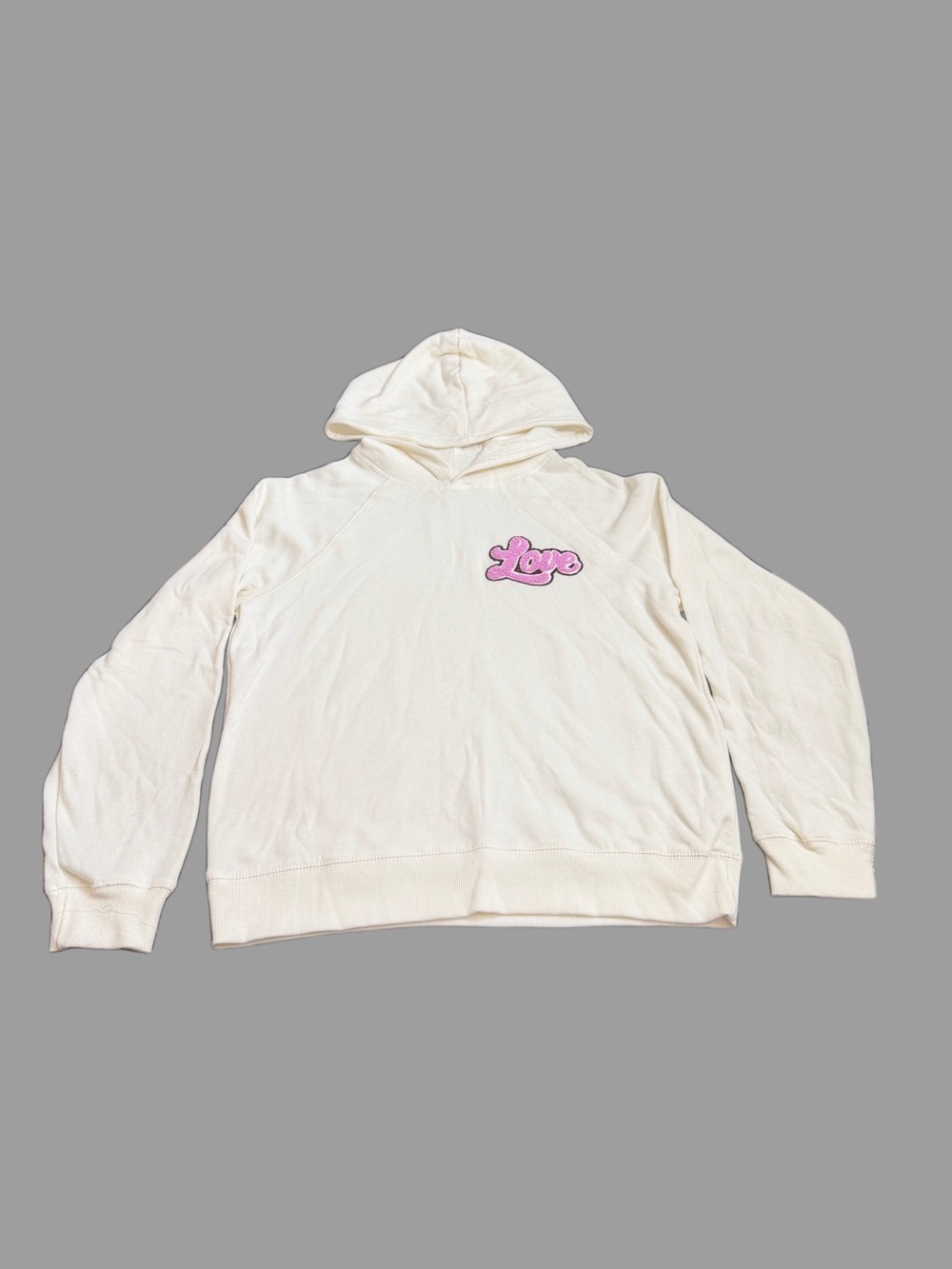Teen Cream Hoodie with Pink 'Love' Chest Patch